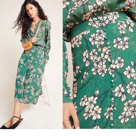 Anthropologie Dresses & Skirts - Anthropologie Nora Button-Front Midi Skirt
